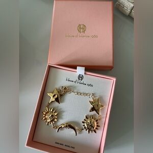 Viral House of Harlow 1960 Gold Sun Moon Star Charm Bracelet